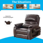 Fauteuil inclinable électrique Mjkone avec massage vibrant et chauffage, 8 points de massage, rangements, porte-gobelets