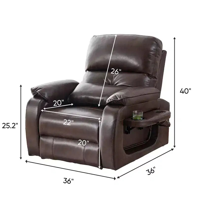 Fauteuil inclinable électrique Mjkone avec massage vibrant et chauffage, 8 points de massage, rangements, porte-gobelets