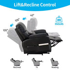 Fauteuil inclinable électrique Mjkone avec massage vibrant et chauffage, 8 points de massage, rangements, porte-gobelets
