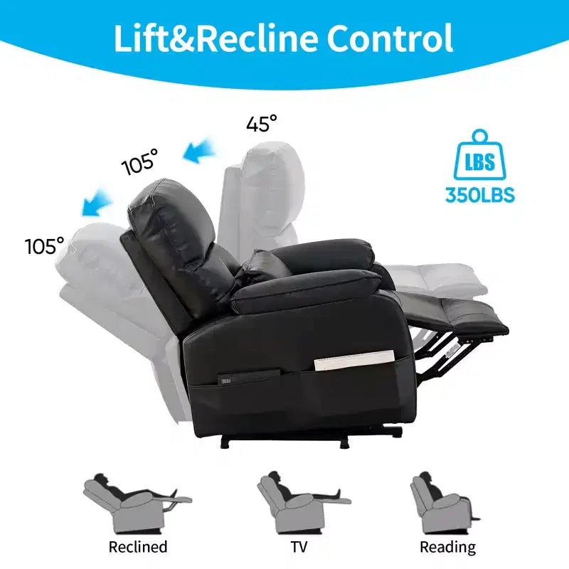 Fauteuil inclinable électrique Mjkone avec massage vibrant et chauffage, 8 points de massage, rangements, porte-gobelets