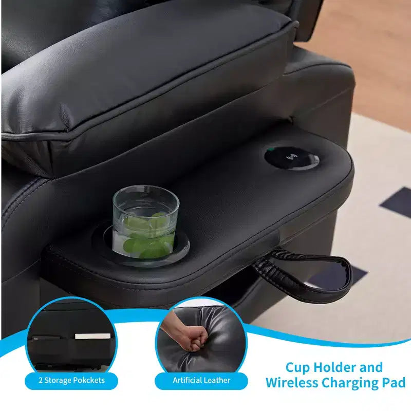 Fauteuil inclinable électrique Mjkone avec massage vibrant et chauffage, 8 points de massage, rangements, porte-gobelets
