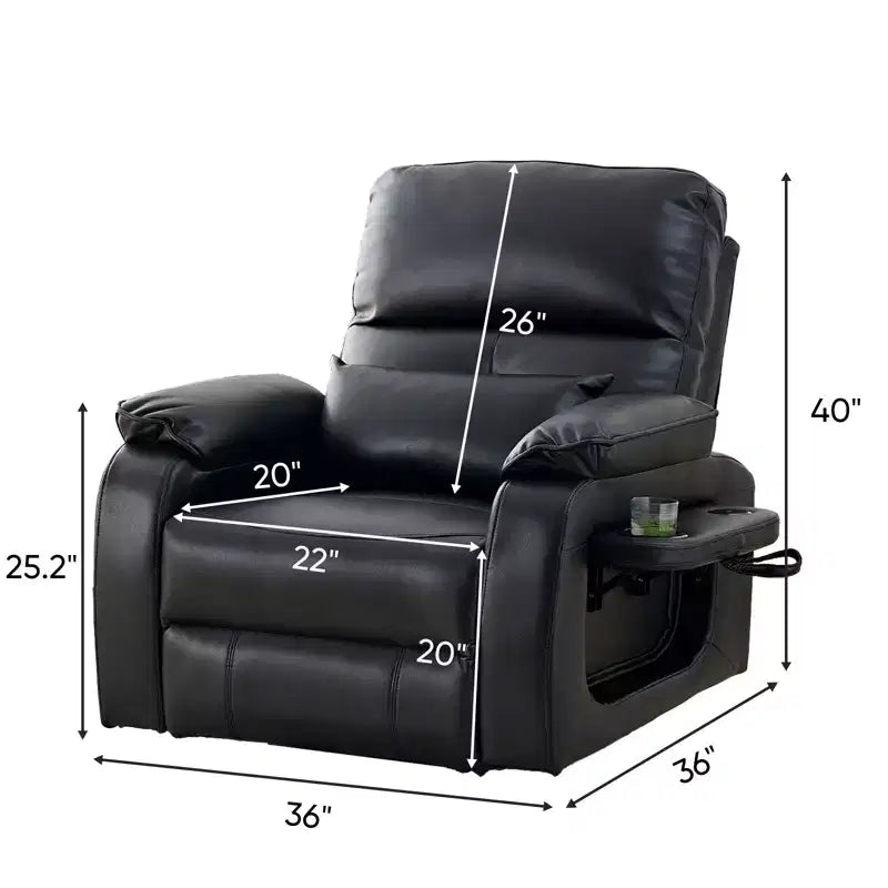 Fauteuil inclinable électrique Mjkone avec massage vibrant et chauffage, 8 points de massage, rangements, porte-gobelets