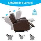 Fauteuil inclinable électrique Mjkone avec massage vibrant et chauffage, 8 points de massage, rangements, porte-gobelets