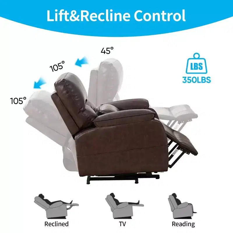 Fauteuil inclinable électrique Mjkone avec massage vibrant et chauffage, 8 points de massage, rangements, porte-gobelets