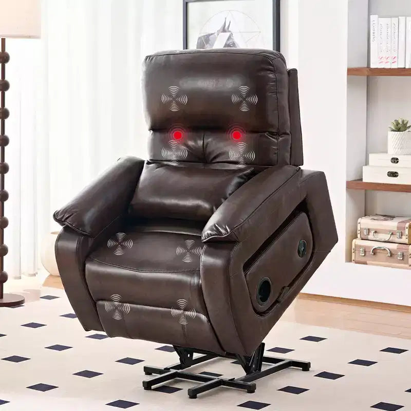 Fauteuil inclinable électrique Mjkone avec massage vibrant et chauffage, 8 points de massage, rangements, porte-gobelets
