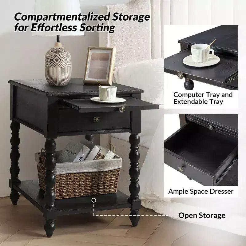 Table d'appoint haute Esther de 26 po avec prises de chargement intégrées|ARTFUL LIVING DESIGNS