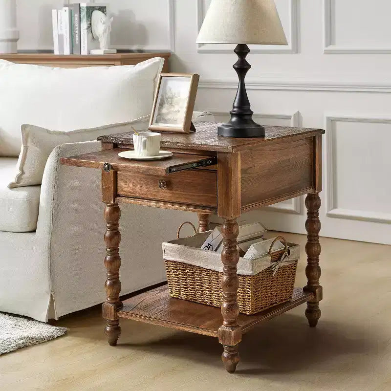 Table d'appoint haute Esther de 26 po avec prises de chargement intégrées|ARTFUL LIVING DESIGNS