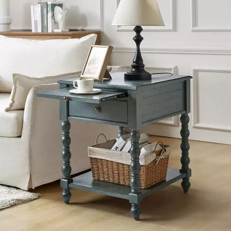 Table d'appoint haute Esther de 26 po avec prises de chargement intégrées|ARTFUL LIVING DESIGNS