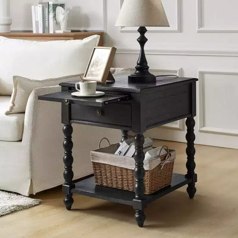 Table d'appoint haute Esther de 26 po avec prises de chargement intégrées|ARTFUL LIVING DESIGNS