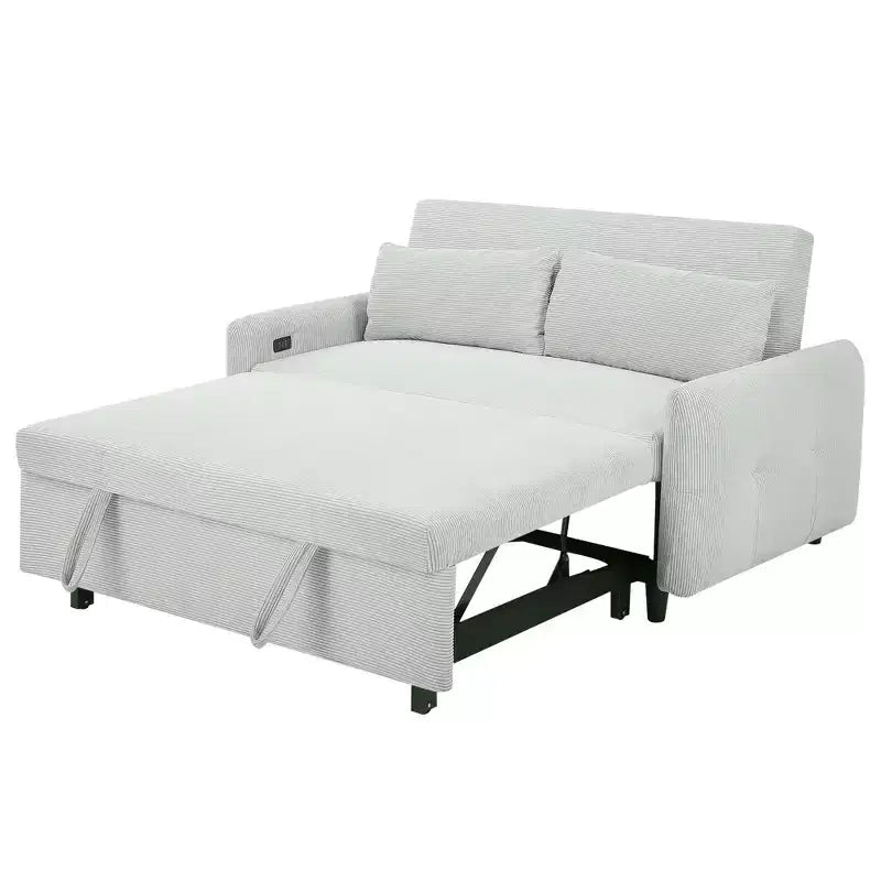 Canapé-lit Clihome multi-angle inclinable en velours côtelé doux, dossier réglable sur 3 positions avec ports USB