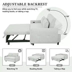 Canapé-lit Clihome multi-angle inclinable en velours côtelé doux, dossier réglable sur 3 positions avec ports USB