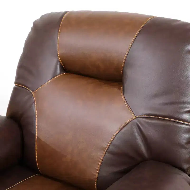MAYEERTY Causeuse inclinable, fauteuil inclinable 2 places en cuir respirant avec rangement et porte-gobelets pour salon, marron