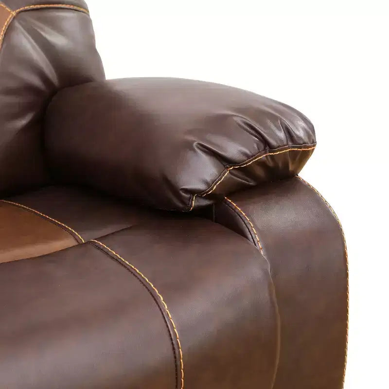 MAYEERTY Causeuse inclinable, fauteuil inclinable 2 places en cuir respirant avec rangement et porte-gobelets pour salon, marron
