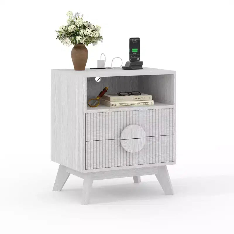Table de chevet moderne 1/2 pièces, table d'appoint encastrée avec 2 tiroirs et étagères ouvertes, table de chevet en bois, table d'appoint de canapé pour salon, chambre à coucher, canapé