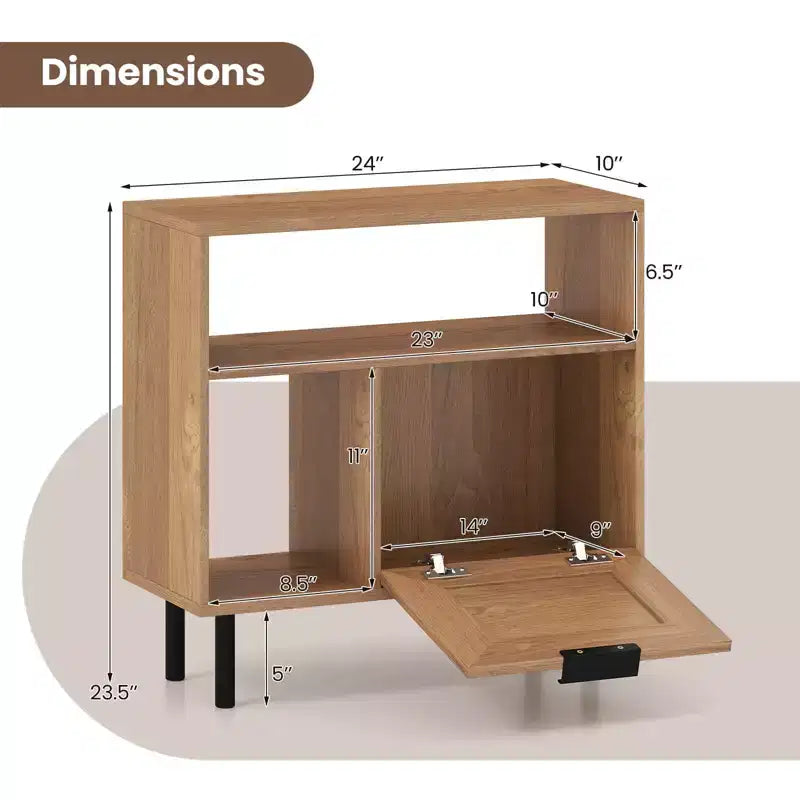 Table de chevet Costway Bohème en rotin, bout de canapé en bois avec étagère de rangement et pieds en métal