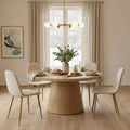 Homy Casa Charlton Fabric Upholstered Dining Chairs Set of 4 with Oak-Finish Legs, Beige (Warm Taupe Tone)