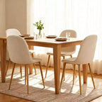 Homy Casa Charlton Lot de 4 chaises de salle à manger en tissu avec pieds finition chêne, beige (ton taupe chaud)