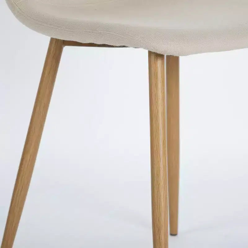 Homy Casa Charlton Lot de 4 chaises de salle à manger en tissu avec pieds finition chêne, beige (ton taupe chaud)