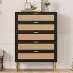 Commode à 5 tiroirs, haute pour petits espaces, meuble de rangement vertical étroit de style rustique pour chambre à coucher