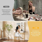 Meuble de coiffeuse COZONY avec miroir, 3 modes d'éclairage, 2 tiroirs, station de recharge et tabouret pour chambre/dressing
