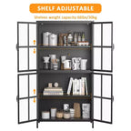 Armoire de rangement en métal Justus GDFStudio avec portes en verre trempé et étagères réglables