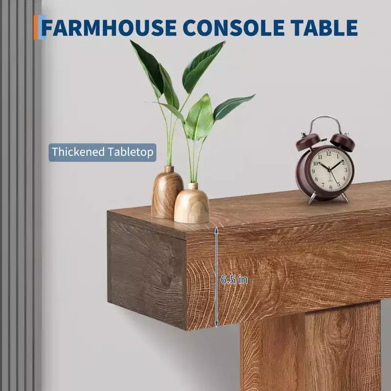 Console rustique 63" - Table d'appoint étroite marron pour canapé avec rangement (pour entrée/salon/foyer)