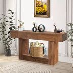 Console rustique 63" - Table d'appoint étroite marron pour canapé avec rangement (pour entrée/salon/foyer)