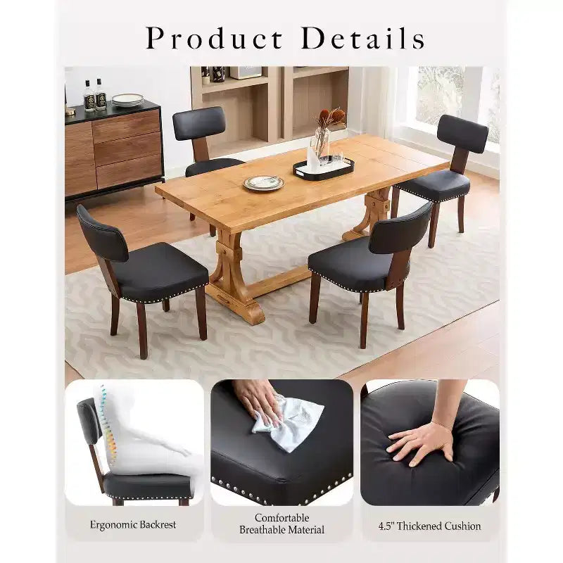 GustoWave Lot de 2 Chaises de Salle à Manger Mid-Century Modernes, Chaises de Cuisine Rembourrées à Dossier Courbé avec Structure en Bois Dur