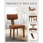 GustoWave Lot de 2 Chaises de Salle à Manger Mid-Century Modernes, Chaises de Cuisine Rembourrées à Dossier Courbé avec Structure en Bois Dur