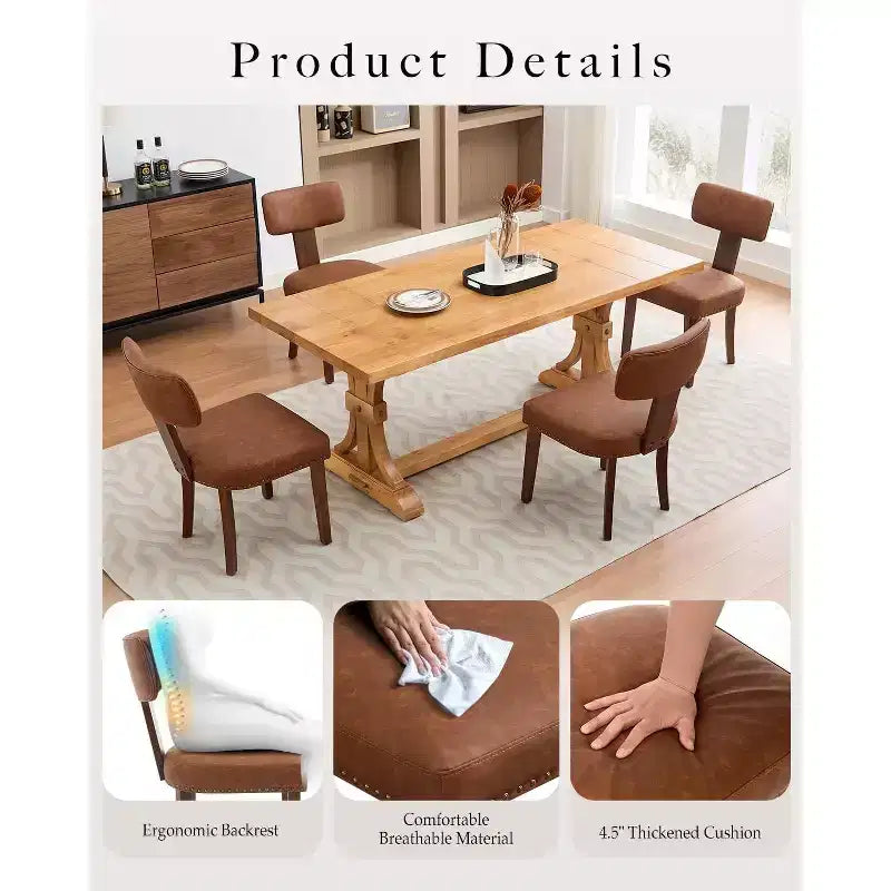 GustoWave Lot de 2 Chaises de Salle à Manger Mid-Century Modernes, Chaises de Cuisine Rembourrées à Dossier Courbé avec Structure en Bois Dur