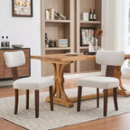 GustoWave Mid Century Modern Dining Chairs Set of 2, Upholstered Accent Curved Backrest Kitchen Chairs with Hardwood Frame