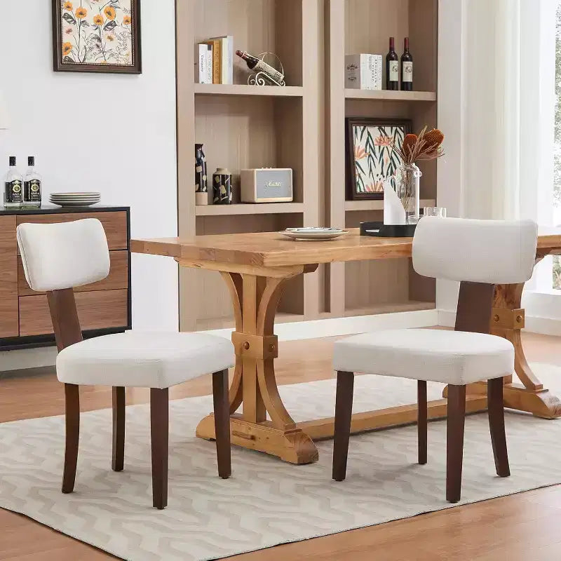 GustoWave Mid Century Modern Dining Chairs Set of 2, Upholstered Accent Curved Backrest Kitchen Chairs with Hardwood Frame
