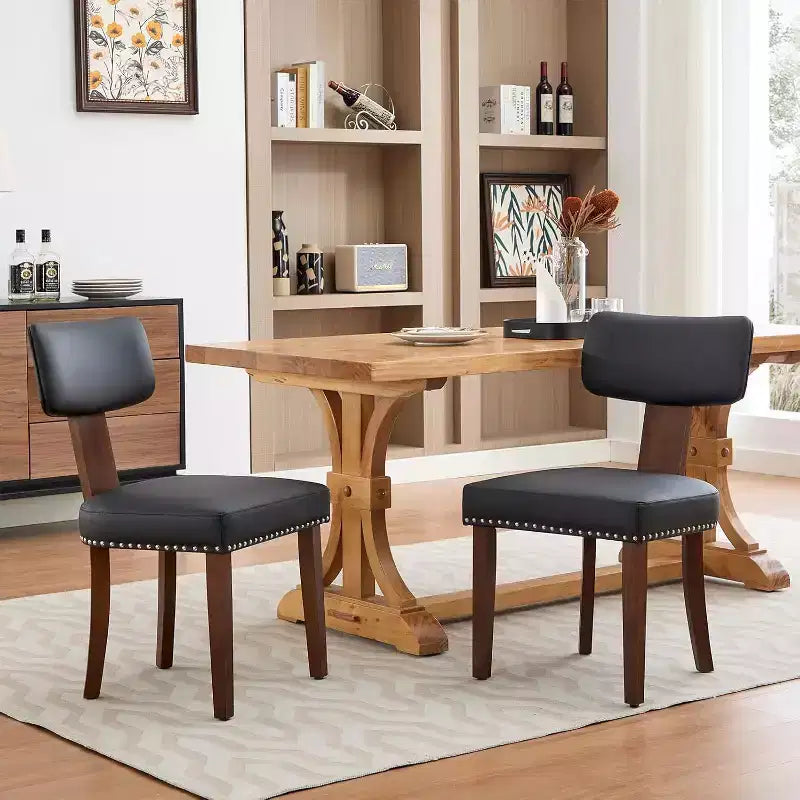 GustoWave Lot de 2 Chaises de Salle à Manger Mid-Century Modernes, Chaises de Cuisine Rembourrées à Dossier Courbé avec Structure en Bois Dur