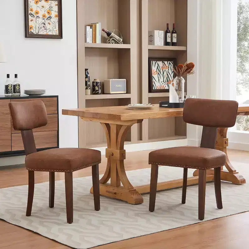 GustoWave Lot de 2 Chaises de Salle à Manger Mid-Century Modernes, Chaises de Cuisine Rembourrées à Dossier Courbé avec Structure en Bois Dur