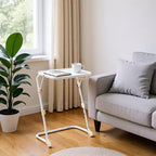 FurnitureR Plateau TV Pliable Réglable avec 4 Hauteurs et 3 Angles d'Inclinaison, Tables Pliantes pour Dîner, Table d'Appoint pour Ordinateur Portable et Collation avec Porte-Gobelet pour Canapé, 2 PIÈCES. Blanc