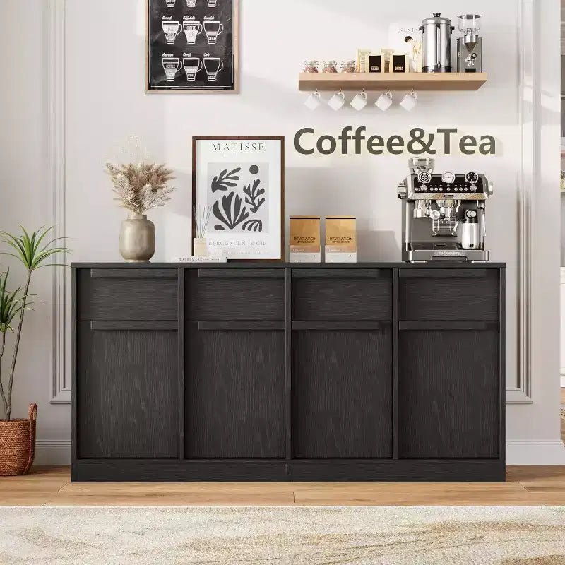 Buffet moderne avec 2 tiroirs, meuble de salle à manger/cuisine de 80 cm, plateau spacieux pour usages multiples et grand espace de rangement.