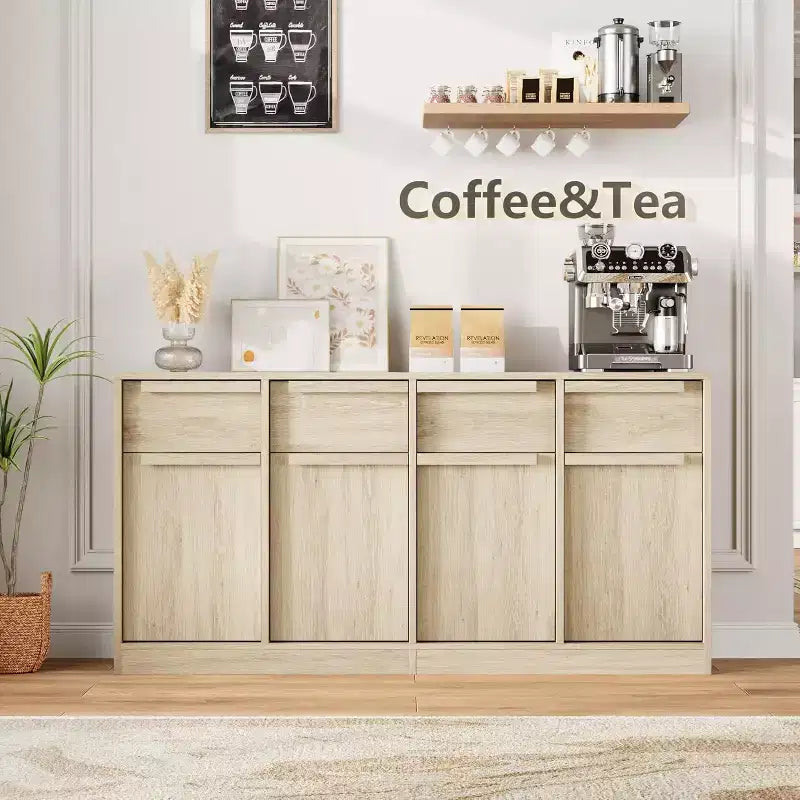Buffet moderne avec 2 tiroirs, meuble de salle à manger/cuisine de 80 cm, plateau spacieux pour usages multiples et grand espace de rangement.