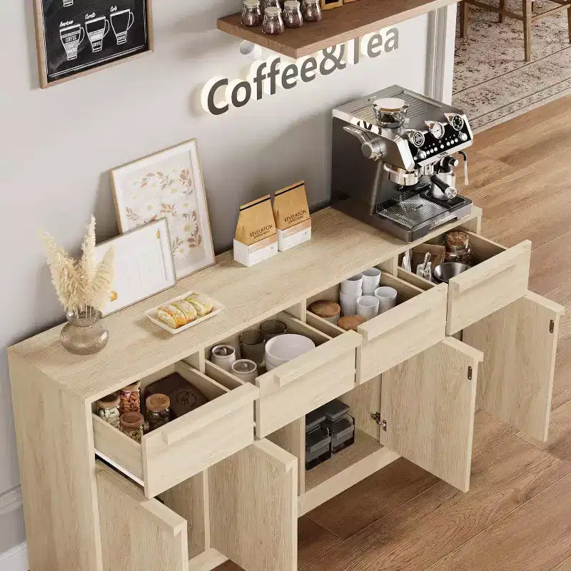 Buffet moderne avec 2 tiroirs, meuble de salle à manger/cuisine de 80 cm, plateau spacieux pour usages multiples et grand espace de rangement.