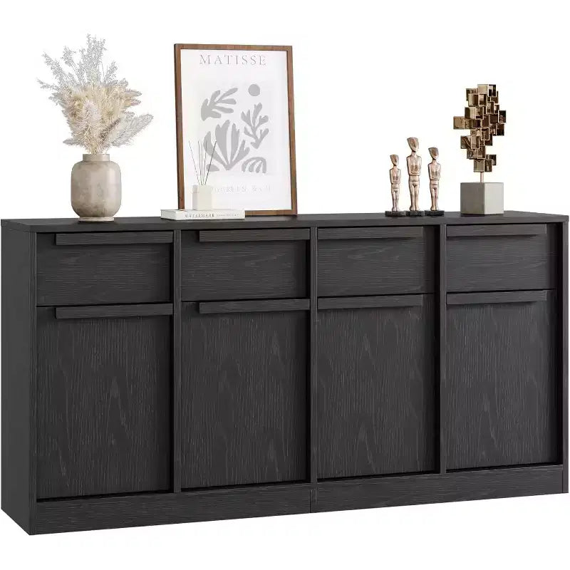Buffet moderne avec 2 tiroirs, meuble de salle à manger/cuisine de 80 cm, plateau spacieux pour usages multiples et grand espace de rangement.