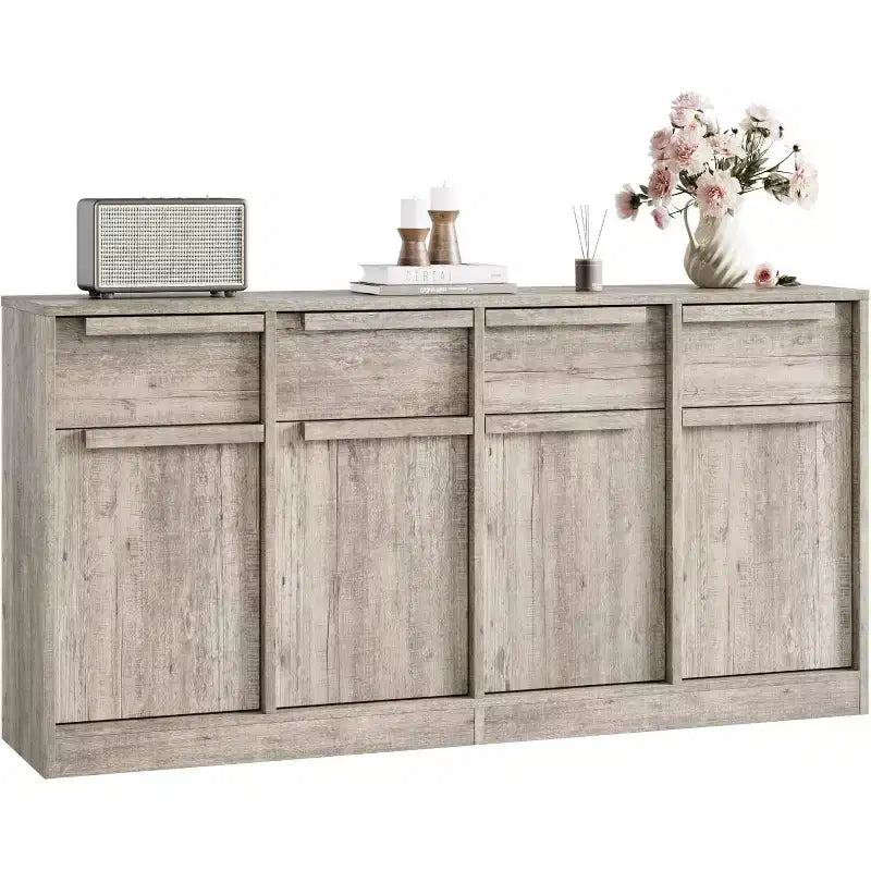 Buffet moderne avec 2 tiroirs, meuble de salle à manger/cuisine de 80 cm, plateau spacieux pour usages multiples et grand espace de rangement.