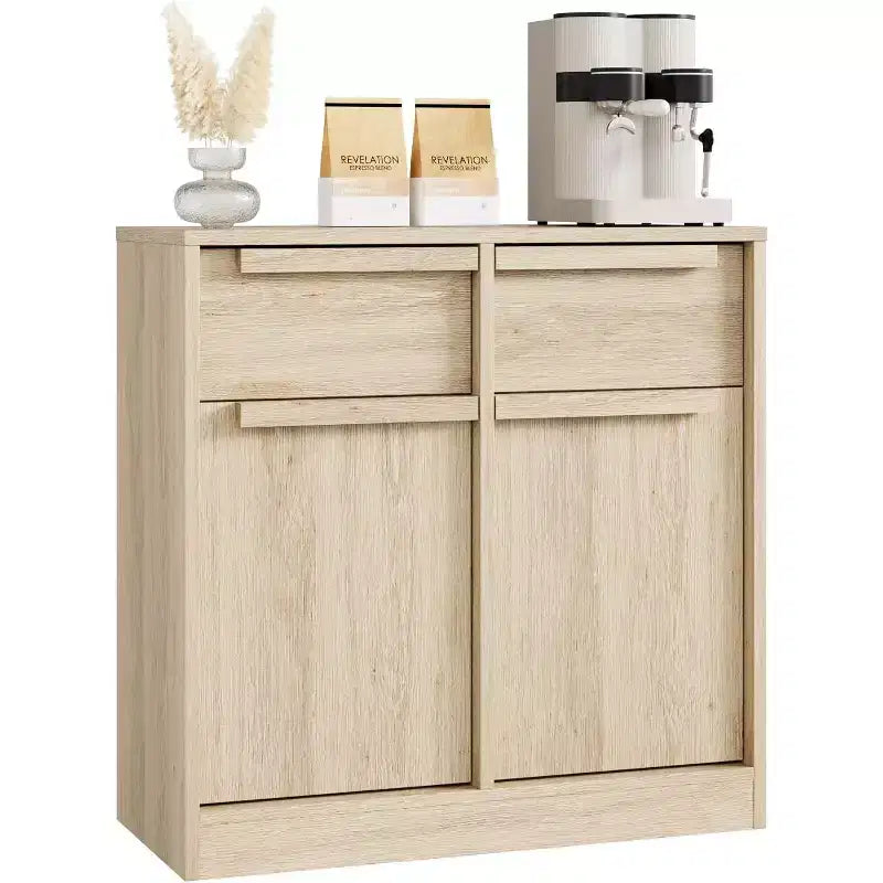 Buffet moderne avec 2 tiroirs, meuble de salle à manger/cuisine de 80 cm, plateau spacieux pour usages multiples et grand espace de rangement.