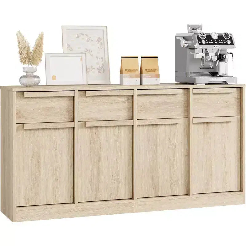 Buffet moderne avec 2 tiroirs, meuble de salle à manger/cuisine de 80 cm, plateau spacieux pour usages multiples et grand espace de rangement.
