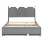 Lit queen size avec rangement et lit gigogne double XL, Lit plateforme queen size en bois avec 2 tiroirs de rangement