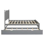 Lit queen size avec rangement et lit gigogne double XL, Lit plateforme queen size en bois avec 2 tiroirs de rangement