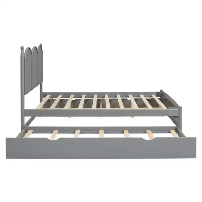 Lit queen size avec rangement et lit gigogne double XL, Lit plateforme queen size en bois avec 2 tiroirs de rangement
