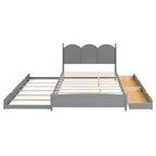 Lit queen size avec rangement et lit gigogne double XL, Lit plateforme queen size en bois avec 2 tiroirs de rangement