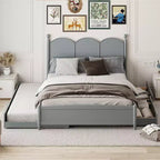 Lit queen size avec rangement et lit gigogne double XL, Lit plateforme queen size en bois avec 2 tiroirs de rangement
