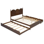 Lit queen size avec rangement et lit gigogne double XL, Lit plateforme queen size en bois avec 2 tiroirs de rangement