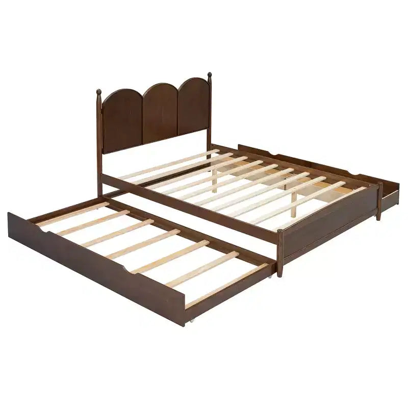 Lit queen size avec rangement et lit gigogne double XL, Lit plateforme queen size en bois avec 2 tiroirs de rangement