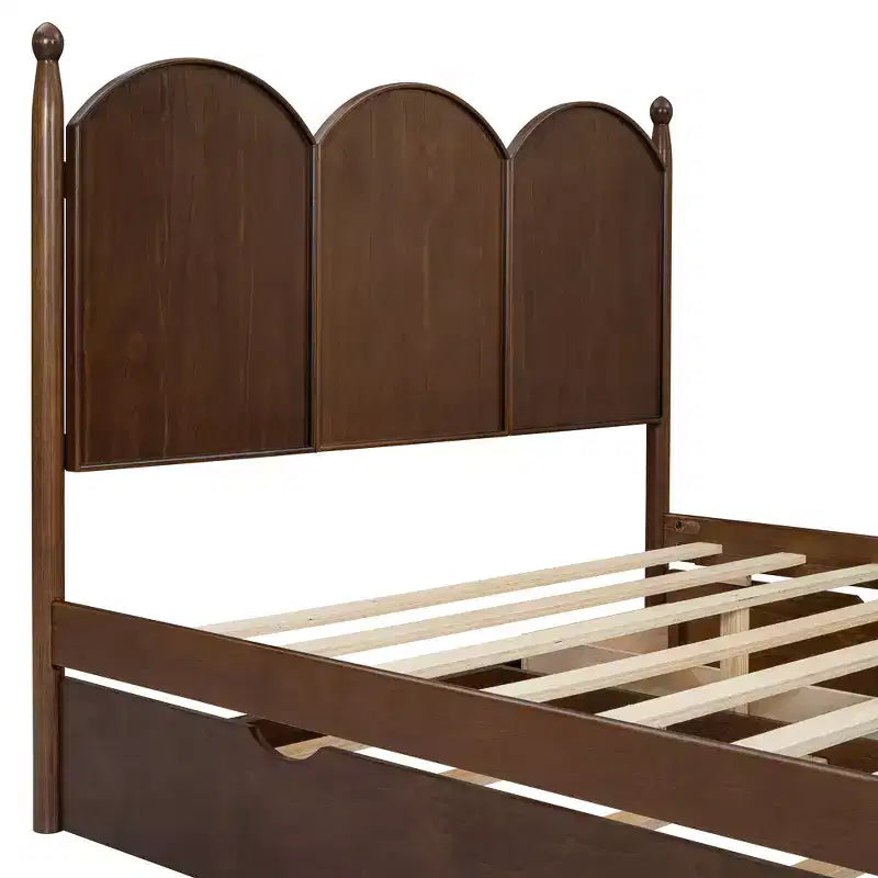 Lit queen size avec rangement et lit gigogne double XL, Lit plateforme queen size en bois avec 2 tiroirs de rangement